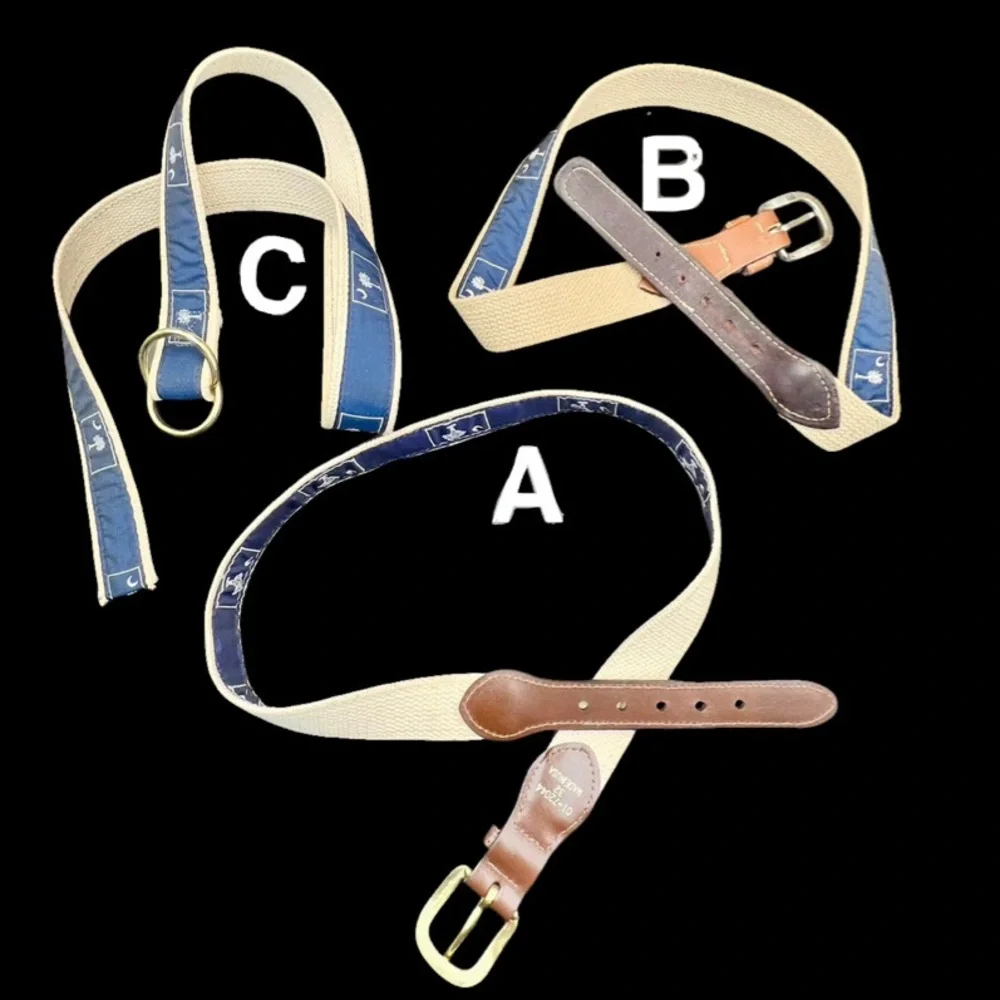 South Carolina Palmetto Tree and Crescent Moon Leather and Ribbon Belts